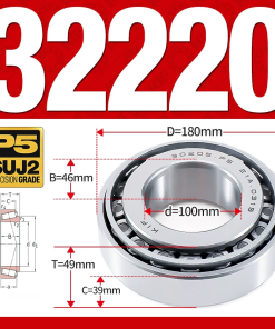 Vòng bi côn 1 dãy bi - bạc đạn bánh xe 32220 (Kích thước -  100*180*49 mm)