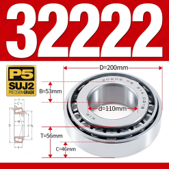 Vòng bi côn 1 dãy bi - bạc đạn bánh xe 32222 (Kích thước -  110*200*56 mm)