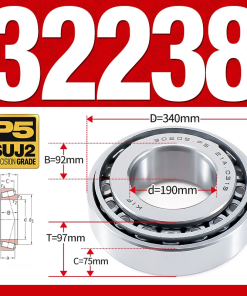 Vòng bi côn 1 dãy bi - bạc đạn bánh xe 32238 (Kích thước -  190*340*97 mm)