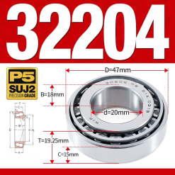 Vòng bi côn 1 dãy bi - bạc đạn bánh xe 32204 (Kích thước -  20*47*19.25 mm)