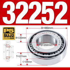 Vòng bi côn 1 dãy bi - bạc đạn bánh xe 32252 (Kích thước -  260*480*137 mm)