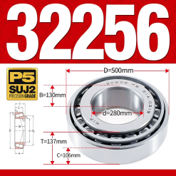 Vòng bi côn 1 dãy bi - bạc đạn bánh xe 32256 (Kích thước -  280*500*137 mm)