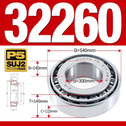 Vòng bi côn 1 dãy bi - bạc đạn bánh xe 32260 (Kích thước -  300*540*149 mm)