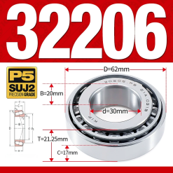 Vòng bi côn 1 dãy bi - bạc đạn bánh xe 32206 (Kích thước -  30*62*21,25 mm)