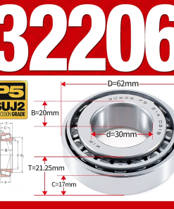 Vòng bi côn 1 dãy bi - bạc đạn bánh xe 32206 (Kích thước -  30*62*21,25 mm)