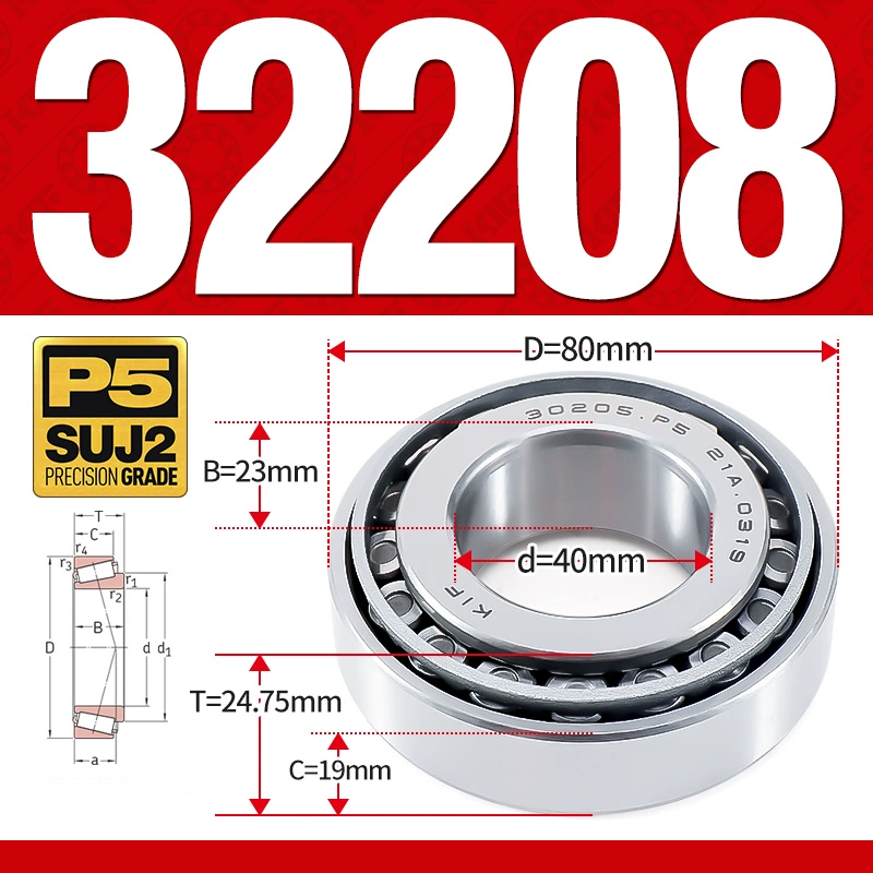 Vòng bi côn 1 dãy bi - bạc đạn bánh xe 32208 (Kích thước -  40*80*24,75 mm)
