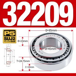 Vòng bi côn 1 dãy bi - bạc đạn bánh xe 32209 (Kích thước -  45*85*24,75 mm)