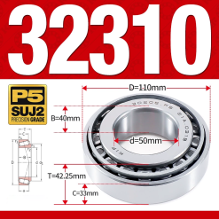 Vòng bi côn 1 dãy bi - bạc đạn bánh xe 32310 (Kích thước -  50*110*42,25 mm)