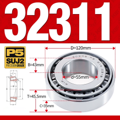 Vòng bi côn 1 dãy bi - bạc đạn bánh xe 32311 (Kích thước -  55*120*45,5 mm)