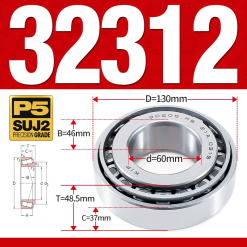 Vòng bi côn 1 dãy bi - bạc đạn bánh xe 32312 (Kích thước -  60*130*48,5 mm)