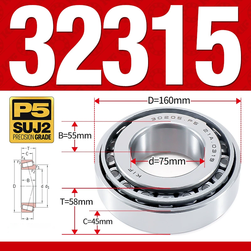Vòng bi côn 1 dãy bi - bạc đạn bánh xe 32315 (Kích thước -  5] 75*160*58 mm)