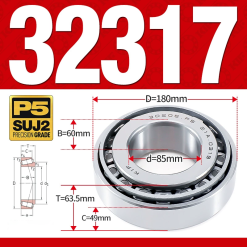 Vòng bi côn 1 dãy bi - bạc đạn bánh xe 32317 (Kích thước -  85*180*63,5 mm)