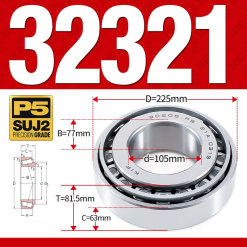 Vòng bi côn 1 dãy bi - bạc đạn bánh xe 32321 (Kích thước -  5*225*81,5 mm)