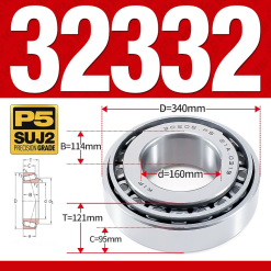 Vòng bi côn 1 dãy bi - bạc đạn bánh xe 32332 (Kích thước -  60*340*121 mm)