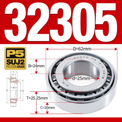 Vòng bi côn 1 dãy bi - bạc đạn bánh xe 32305 (Kích thước -  25*62*25.25 mm)