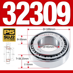 Vòng bi côn 1 dãy bi - bạc đạn bánh xe 32309 (Kích thước -  5*100*38.25 mm)