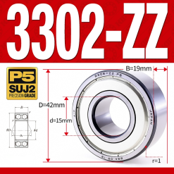 Vòng bi - bạc đạn 3302-ZZ  (Phớt kim loại - 15*42*19 mm)