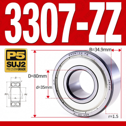 Vòng bi - bạc đạn 3307-ZZ  (Phớt kim loại - 35*80*34.9 mm)