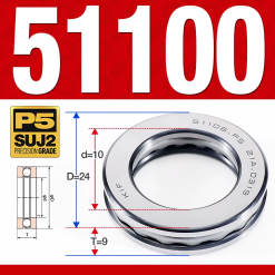 Vòng bi - bạc đạn 51100 (Chặn trục - 10*24*9 mm)