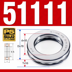 Vòng bi - bạc đạn 51111 (Chặn trục - 55*78*16 mm)