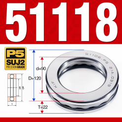 Vòng bi - bạc đạn 51118 (Chặn trục - 90*120*22 mm)