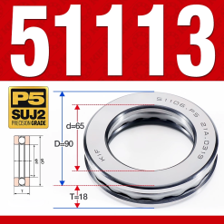 Vòng bi - bạc đạn 51113 (Chặn trục - 65*90*18 mm)