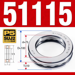 Vòng bi - bạc đạn 51115 (Chặn trục - 75*100*19 mm)