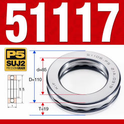 Vòng bi - bạc đạn 51117 (Chặn trục - 85*110*19 mm)