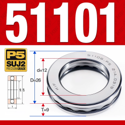 Vòng bi - bạc đạn 51101 (Chặn trục - 12*26*9 mm)