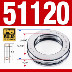 Vòng bi - bạc đạn 51120 (Chặn trục - 100*135*25 mm)