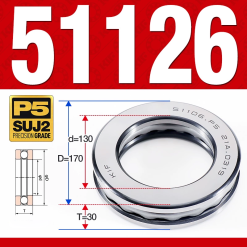 Vòng bi - bạc đạn 51126 (Chặn trục - 130*170*30 mm)