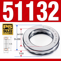 Vòng bi - bạc đạn 51132 (Chặn trục - 160*200*31 mm)
