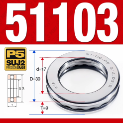 Vòng bi - bạc đạn 51103 (Chặn trục - 17*30*9 mm)