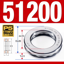 Vòng bi - bạc đạn 51200 (Chặn trục - 10*26*11 mm)