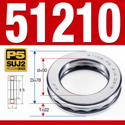Vòng bi - bạc đạn 51210 (Chặn trục - 50*78*22 mm)