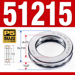 Vòng bi - bạc đạn 51215 (Chặn trục - 75*110*27 mm)