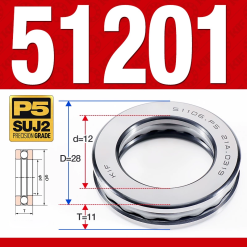 Vòng bi - bạc đạn 51201 (Chặn trục - 12*28*11 mm)
