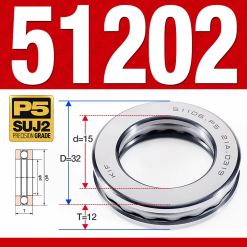 Vòng bi - bạc đạn 51202 (Chặn trục - 15*32*12 mm)
