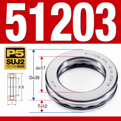Vòng bi - bạc đạn 51203 (Chặn trục - 17*35*12 mm)