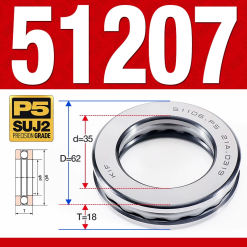 Vòng bi - bạc đạn 51207 (Chặn trục - 35*62*18 mm)