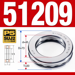Vòng bi - bạc đạn 51209 (Chặn trục - 45*73*20 mm)