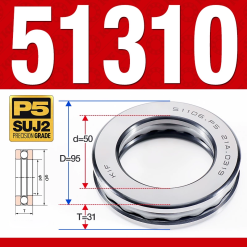 Vòng bi - bạc đạn 51310 (Chặn trục - 50*95*31 mm)