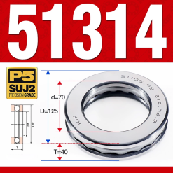 Vòng bi - bạc đạn 51314 (Chặn trục - 70*125*40 mm)
