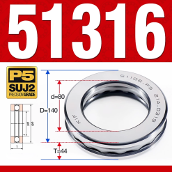 Vòng bi - bạc đạn 51316 (Chặn trục - 80*140*44 mm)