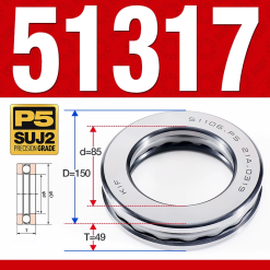 Vòng bi - bạc đạn 51317 (Chặn trục - 85*150*49 mm)
