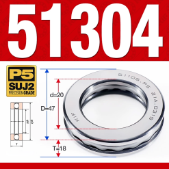 Vòng bi - bạc đạn 51304 (Chặn trục - 20*47*18 mm)