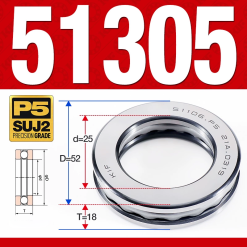 Vòng bi - bạc đạn 51305 (Chặn trục - 25*52*18 mm)