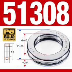 Vòng bi - bạc đạn 51308 (Chặn trục - 40*78*26 mm)