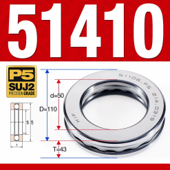 Vòng bi - bạc đạn 51410 (Chặn trục - 50*110*43 mm)
