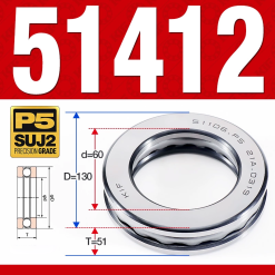 Vòng bi - bạc đạn 51412 (Chặn trục - 60*130*51 mm)